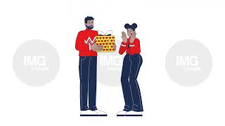 Matching sweaters couple giving gifts 2D characters animation [upl. by Stock123]