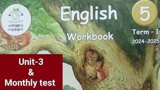 5th std term1 English workbook Unit3 amp monthly test key answers 202425 [upl. by Booze]