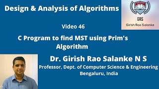 46 C Program to find Minimum Spanning Tree using Prims Algorithm [upl. by Darsey647]