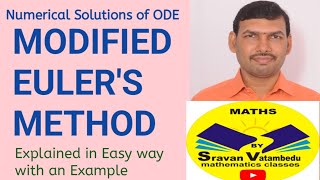 Modified Eulers Method VATAMBEDUSRAVANKUMAR [upl. by Kalila]