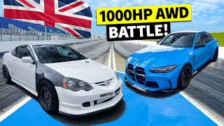 1030hp AWD Honda Integra DC5 Type R drag races 1000hp G80 BMW M3 [upl. by Ashby]