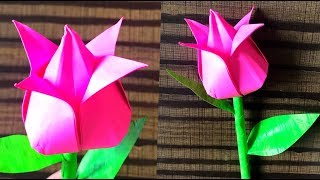 How to make paper Flower Origami lotus flower  easy lotus flower  lotus paper craft [upl. by Ilrak379]