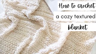 Modern Textured Crochet Blanket  How to Crochet an Easy Blanket Using Only 2 Stitches [upl. by Oicnerual326]