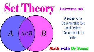 Set Theory Lec 16  Every subset of a Denumerable set is either denumerable or finite [upl. by Geri459]