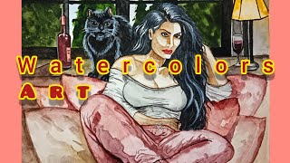 Watercolors painting  woman in art  realistic painting [upl. by Eceinert]