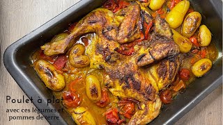 Poulet fermier crapaudine cuit avec ces légumes et pommes de terre au four [upl. by Rimaj]