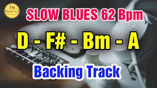 SlowBlues D Major  Guitar Backing Track 62 Bpm  TN Backing Track [upl. by Ellevart]