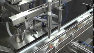 Automatic 2 head inline piston filler filling quotRelaxerquot [upl. by Farley]