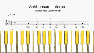 Klavier Seht unsere Laterne Klaviatur Melodie Akkorde Text [upl. by Dayle]