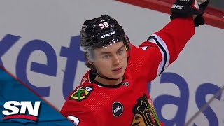 Blackhawks Connor Bedard Shows Off Speed Before Unloading Wicked Wrist Shot vs Panthers [upl. by Snehpets133]