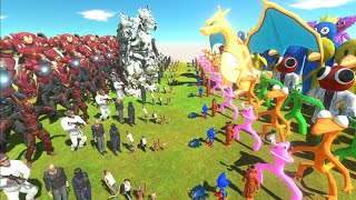 NEW YEAR WAR  RANGED WEAPON TEAM vs RAINBOW TEAM  Animal Revolt Battle Simulator [upl. by Longawa]