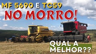 NO MORRO MF 5690 e TC 59 colhendo juntas [upl. by Nevak]