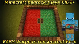 MINECRAFT JAVA AND BEDROCK EASY WARPEDCRIMSON ROOTFUNGUS FARM FOR 1162 [upl. by Nylekoorb349]