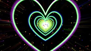 Bright Rainbow Heart Background 🌈 Neon Rainbow Heart Tunnel Background  Lights Background Video [upl. by Lilhak]