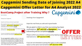 Capgemini Sending Date of Joining A4 Analyst 2022  Capgemini joining confirmation and Offer Letter [upl. by Auqinaj]