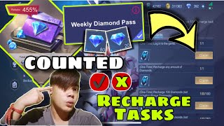 EXPLANATION  WEEKLY DIAMONDS PASS  RECHARGE TASKS EVENT  MOBILE LEGENDS  COUNTED OR NOT ANSWERS [upl. by Longerich]