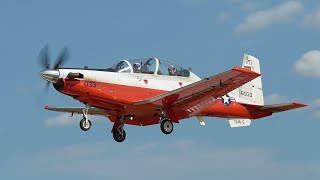 Raytheon T6B Texan II 166033 Touch and Gos at the Warren County Airport i68  81224 [upl. by Attenna]