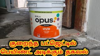 குறைந்த பட்ஜெட்டில் பெயிண்ட் அடிக்கும் தகவல்Birla opus interior primer price and using detail [upl. by Langsdon]