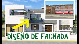 ☀FACHADA MODERNA PARA CASA DE DOS PISOS  REMODELACION DE FACHADA  hacer una fachada en sketchup [upl. by Alimat200]