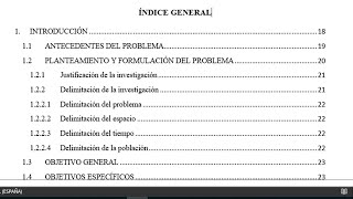 INDICE o TABLA DE CONTENIDO AUTOMATICO en WORD en varios NIVELES Ideal para Tesis [upl. by Urbas]