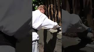 How thick to stucco over concrete block walls shorts Plastering block walls [upl. by Abramo112]