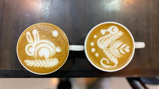 Barista training  latte art practice  how to pour latte art  latte art for beginners  coffee [upl. by Choong]