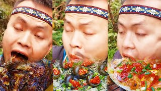 【ASMR MUKBANG】Hmong Cuisine Rice Smoked Fish Sand Flavored Escargot Scallop Vermicelli [upl. by Ataymik367]