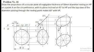 Projection of planes 46th problem Engineering Graphics projection of planes engineering drawing [upl. by Aihsem]