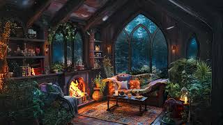 Rainy Autumn Reading Ambiance  Cozy Cabin with rain on window [upl. by Kevon426]