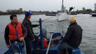 WYC Towing Razorbill 1D35 Sailboat to mast crane [upl. by Yaeger]