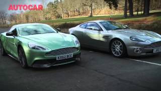 Aston Martin Vanquish meet the ancestors  autocarcouk [upl. by Eetnuahs65]