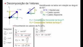 Decomposição de vetores Como fazer  Exemplo [upl. by Ikey311]