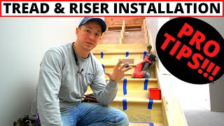 Professional Stair Tread amp Riser Installation  Complete Install Process [upl. by Scammon]