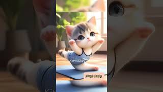 Kitten doing yoga stretching yoga yoga in blue suit kitten viralvideo cat shorts [upl. by Kirstyn]