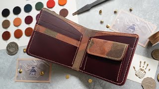 Making a Leather Bifold Wallet with Coin Pocket  DIY BUILD ALONG [upl. by Yrallih761]