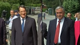 Cypriot Turkish Cypriot leaders arrive for UN backed talks [upl. by Naro440]