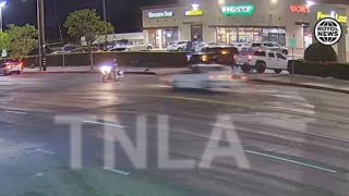 Vehicle Vs Motorcycle Caught On Camera Parthenia and Woodley North Hills [upl. by Kcirrez208]