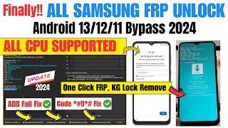 ALL SAMSUNG FRP BYPASS amp KG LOCK REMOVE 2024  ADB FAIL FIX 0 CODE NOT WORKING FIX [upl. by Akimik]