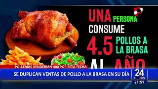 Día del pollo a la brasa pollerías esperan duplicar sus ventas este domingo 21 de julio [upl. by Virgel241]