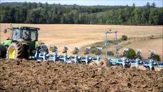 Big John Deere Ploughing with Big Plough in France [upl. by Acirrehs865]