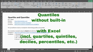 Excel  Quantiles and Quartiles without builtin [upl. by Muscolo]