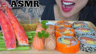 ASMR KING CRAB WITH SEAFOOD SAUCE  SUSHI GIANT ROLL EATING SOUNDS NO TALKING  SASASMR [upl. by Neeleuqcaj]