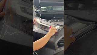 pre cut paint protection film installation on headlights [upl. by Armalda371]