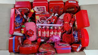 Red Stationery Collection Collection Pencil Box Pen Pencil Ultimate Toy Collection Tape Eraser [upl. by Odysseus232]