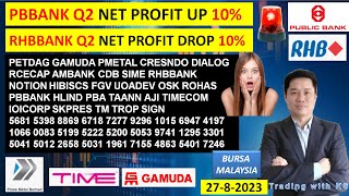 Daily KLSE BURSA UPDATE  2782024💥PBBANK Q2 NET PROFIT UP 10💥RHBBANK Q2 NET PROFIT DROP 10💥 [upl. by Childs]