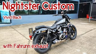 Nightster Custom with Fahrunn exhaust and a lot of accessories Walkaround Close up details  Rev [upl. by Atinihs937]