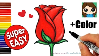 How to Draw  Color a Rose Super EASY Realistic [upl. by Lean871]