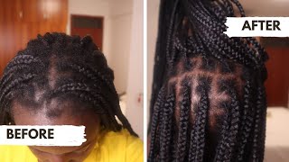 How to refresh box braids  No rebraiding needed  Using a crochet needle [upl. by Sibby]