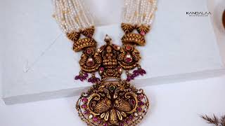 Opulent Pearl and Gold Temple Necklace  Traditional Bridal Jewelry by Kandalaa [upl. by Yerok]