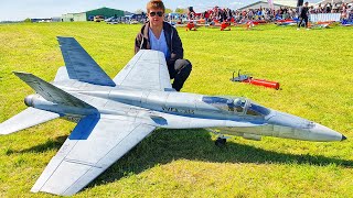 HUGE F18 HORNET RC TURBINE JET FLIGHT DEMONSTRATION [upl. by Anon]